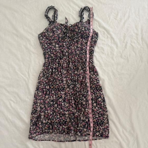 AUW Womens Dark Floral Babydoll Fairy Grunge Mini Dress Size S Coquette - Picture 6 of 9